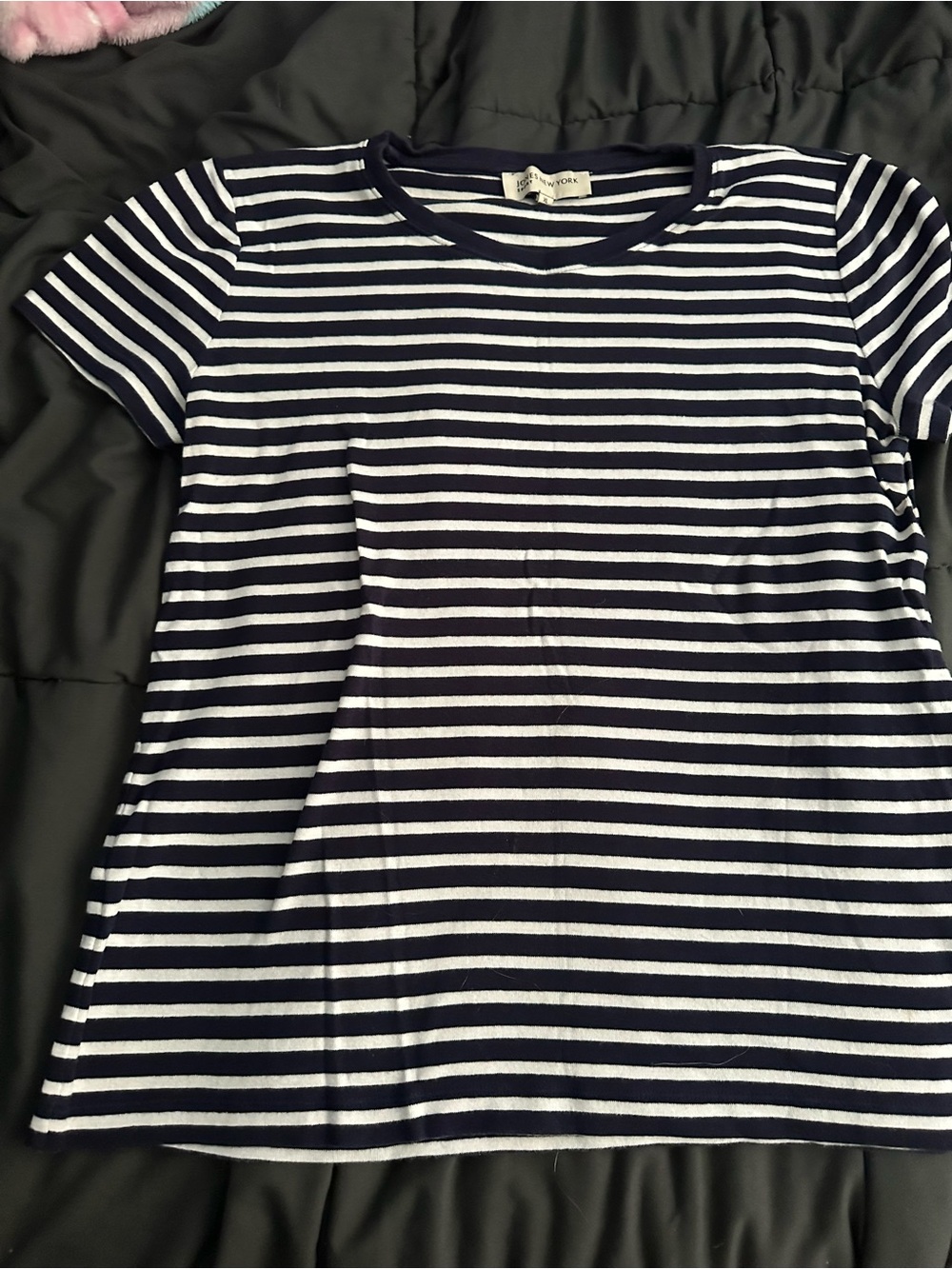 Jones New York Navy & White Striped Short Sleeve Kids Tee